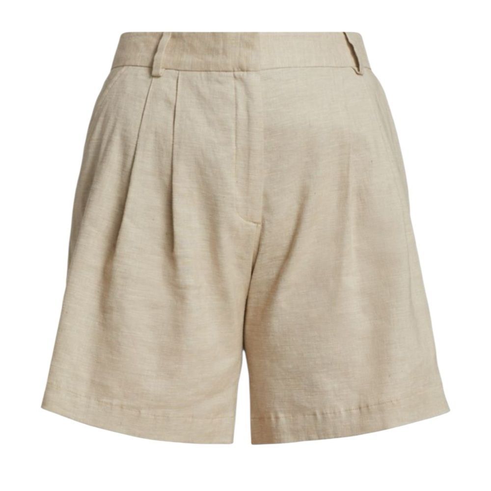 FRAME Linen Shorts‎ Pleated Size 4 Stretch High Rise Cuffed Hem